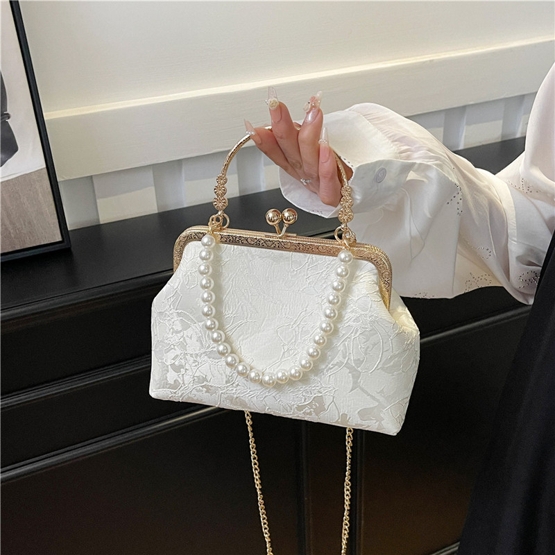 Evening Bag Beaded - วินเทจคลาสสิกลูกไม้กระเป๋ามุกเย็นกระเป๋าเปลือกแต่งงานล็อคกระเป๋าผู้หญิงไหล่C Rossbodyกระเป๋าโซ่กระเป๋าถือสตรีกระเป๋า