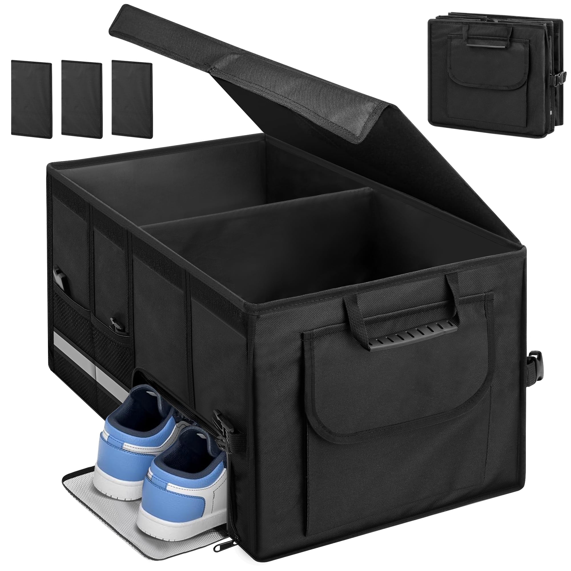 Women'S Jeep Bags - กล่องจัดระเบียบท้ายรถแบบพับได้ขนาดใหญ่ 72 ลิตร พร้อมช่องเก็บรองเท้าแยกต่างหาก อุปกรณ์จัดเก็บสัมภาระกันน้ำสำหรับรถ SUV,