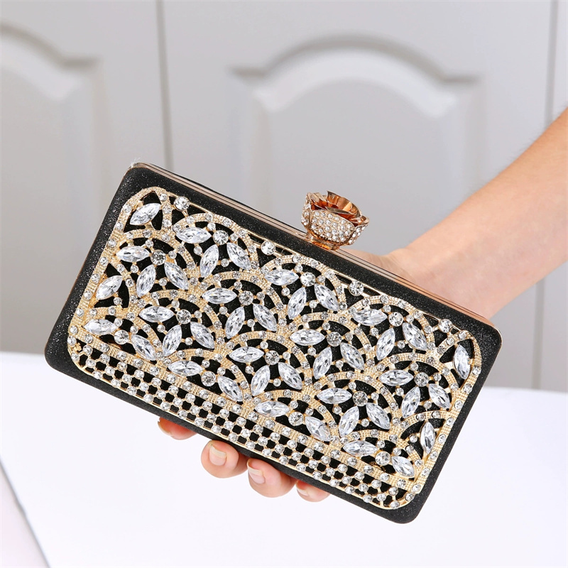 Women Bags In Dubai - กระเป๋าคลัทช์ทรงหรูหรา ประดับเพชร กรอบโลหะ สไตล์ดูไบ สำหรับผู้หญิง แบบโปร่ง