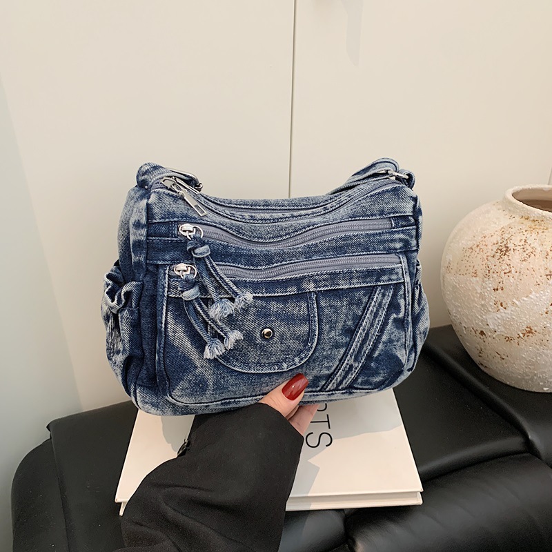 Women'S Kipling Bags - กระเป๋าเดนิมสีน้ำเงินสไตล์เรโทรแนวสตรีท 2026 ซัมเมอร์ กระเป๋าสะพายหลังแบบหลายช่องสำหรับผู้หญิง กระเป๋าสะพายข้าง กระเป๋าสะพายไหล่
