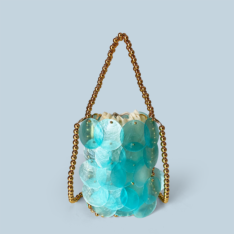 Evening Bag Beaded - กระเป๋าถือ/สะพายข้าง ลายเกล็ดปลาเจ้าหญิงเงือก ประดับด้วยลูกปัดวิบวับ งานแฮนด์เมด