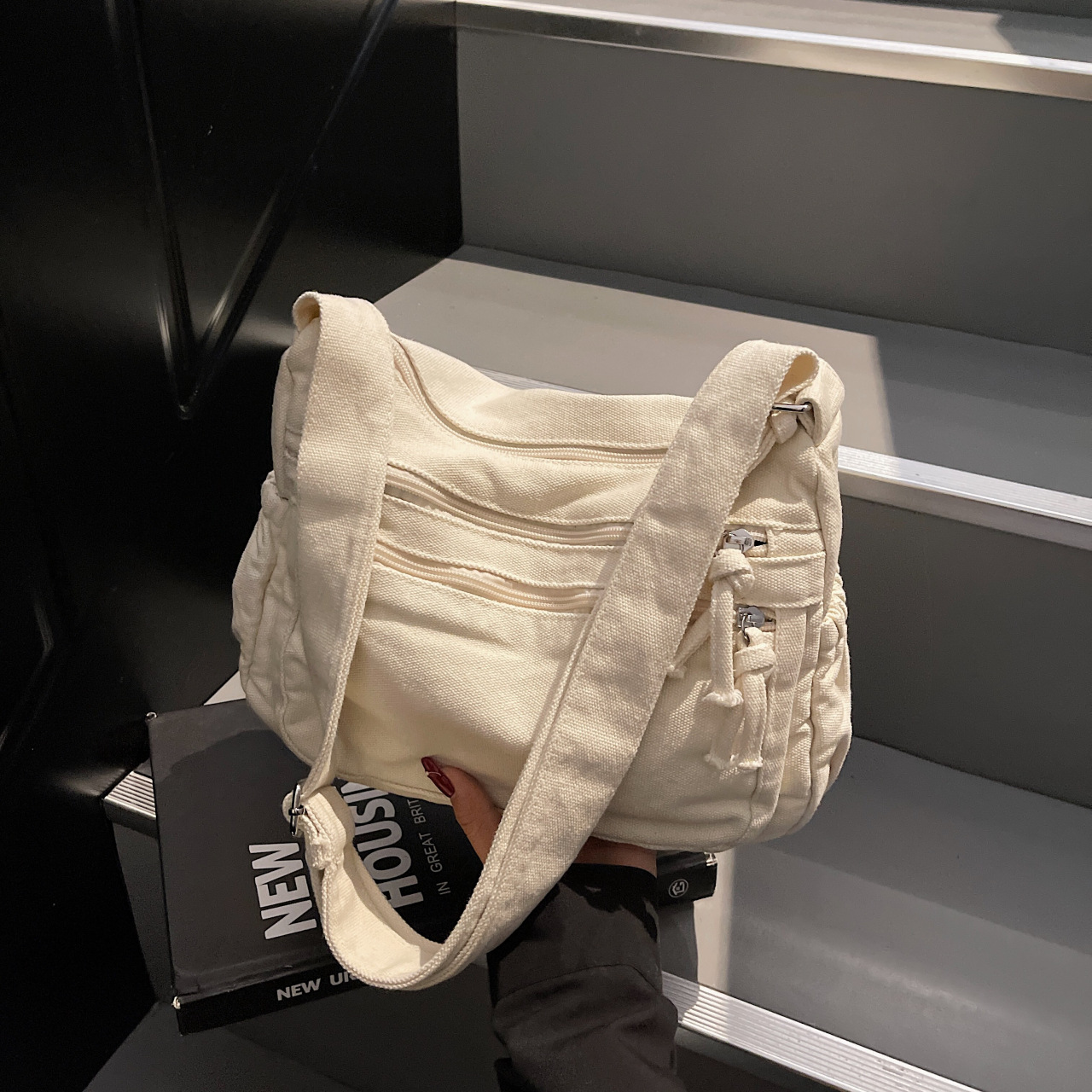 Women'S Kipling Bags - กระเป๋าผ้าแคนวาสเรียบง่ายทันสมัยรุ่นเกาหลีหลายชั้นกระเป๋าเดินทางอเนกประสงค์กระเป๋าสะพายข้างสไตล์ตะวันตก