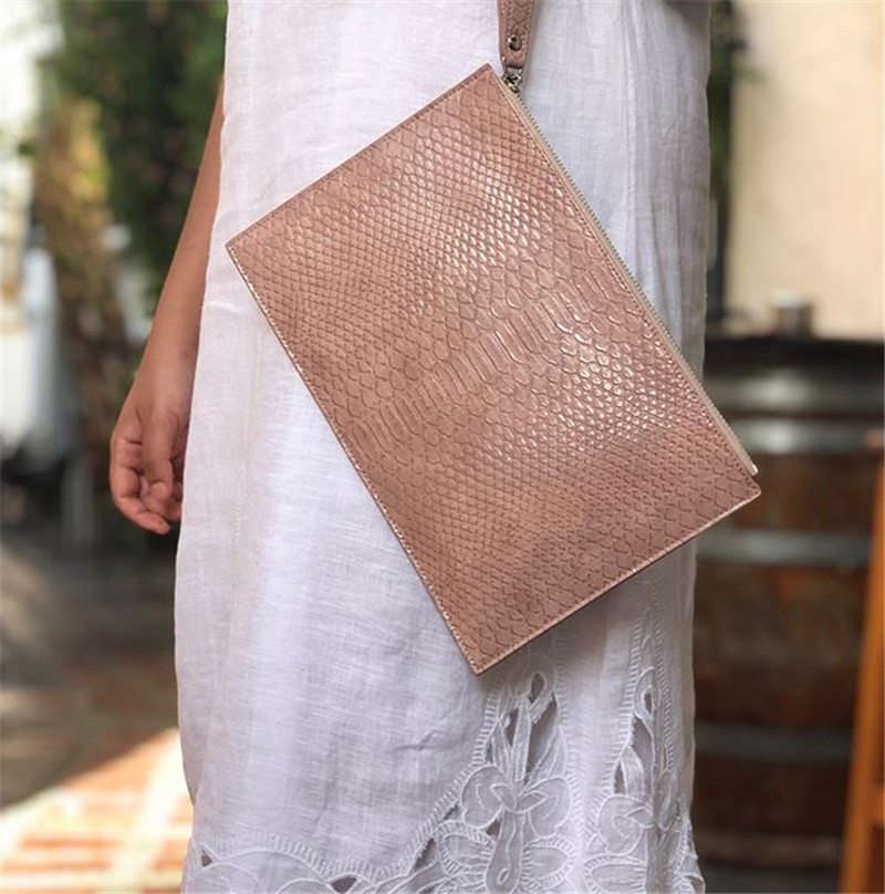 Women Bags In Dubai - Alirattan ดูไบใหม่ PU หนังคลัทช์กระเป๋าผู้หญิงแฟชั่นรูปแบบงู Ipad กระเป๋าคลัทช์กระเป๋า