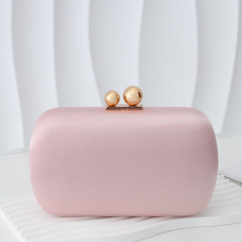 Women Bags Gold - กระเป๋าคลัทช์ผ้าซาตินเนื้อนุ่มหรูหราสำหรับงานกลางคืน กระเป๋าถือสีชมพูมุก แบบมีฝาปิดสีทองสองชั้น เหมาะสำหรับงานแต่งงาน งานเลี้ยง และเพื่อนเจ้าสาว