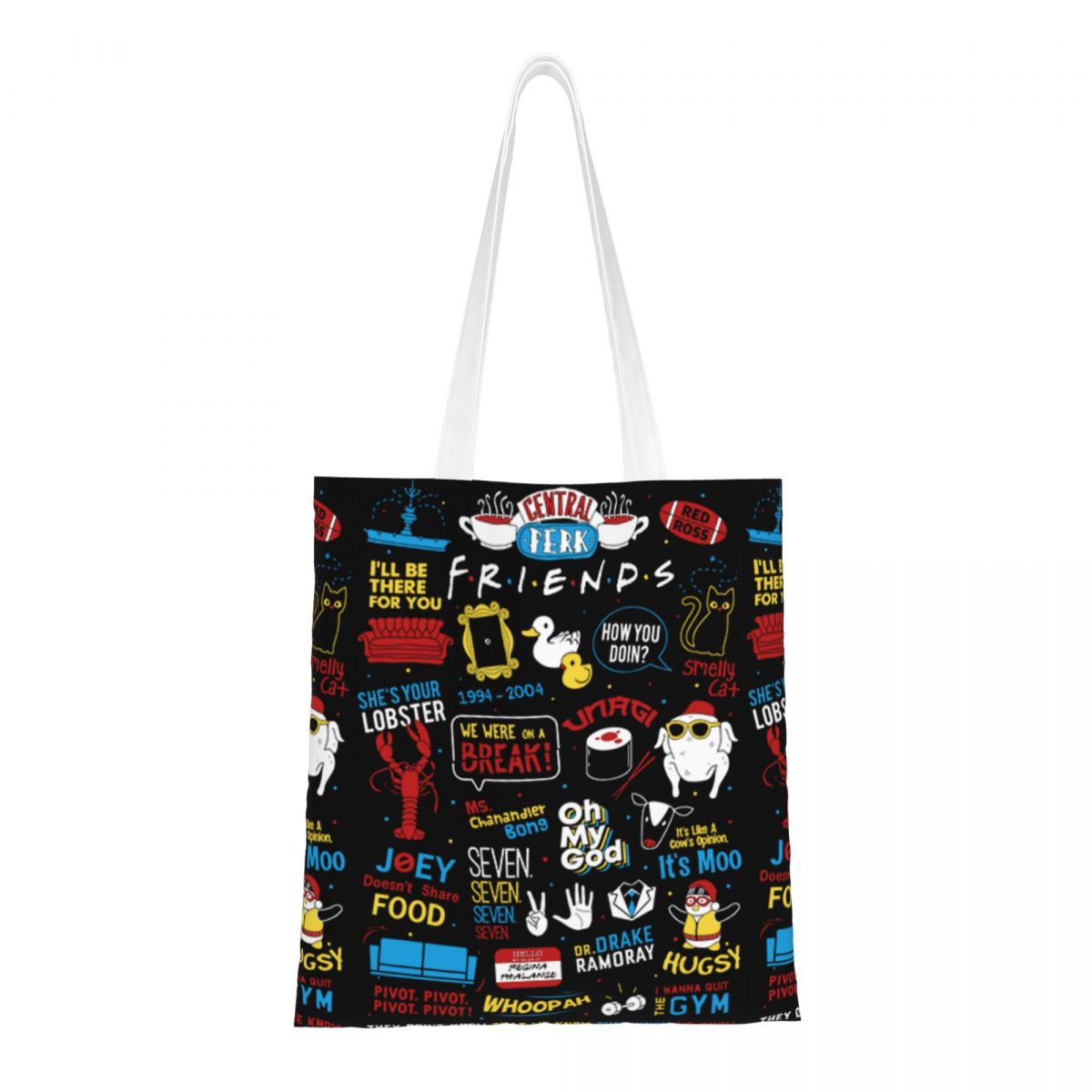 Women Bags Ross - กระเป๋าโท้ทลายละครโทรทัศน์ Friends Reunion กระเป๋าถือผ้าแคนวาสสำหรับผู้หญิง นักเรียน โมนิกา