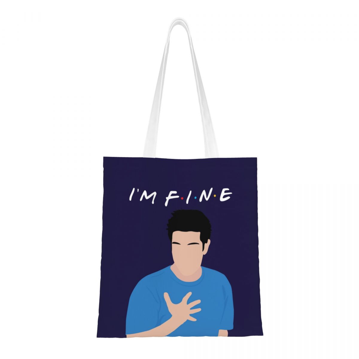 Women Bags Ross - กระเป๋าผ้าแคนวาส I'm Fine เป็นมิตรกับสิ่งแวดล้อม ความจุขนาดใหญ่ เหมาะสำหรับใส่ของชำ