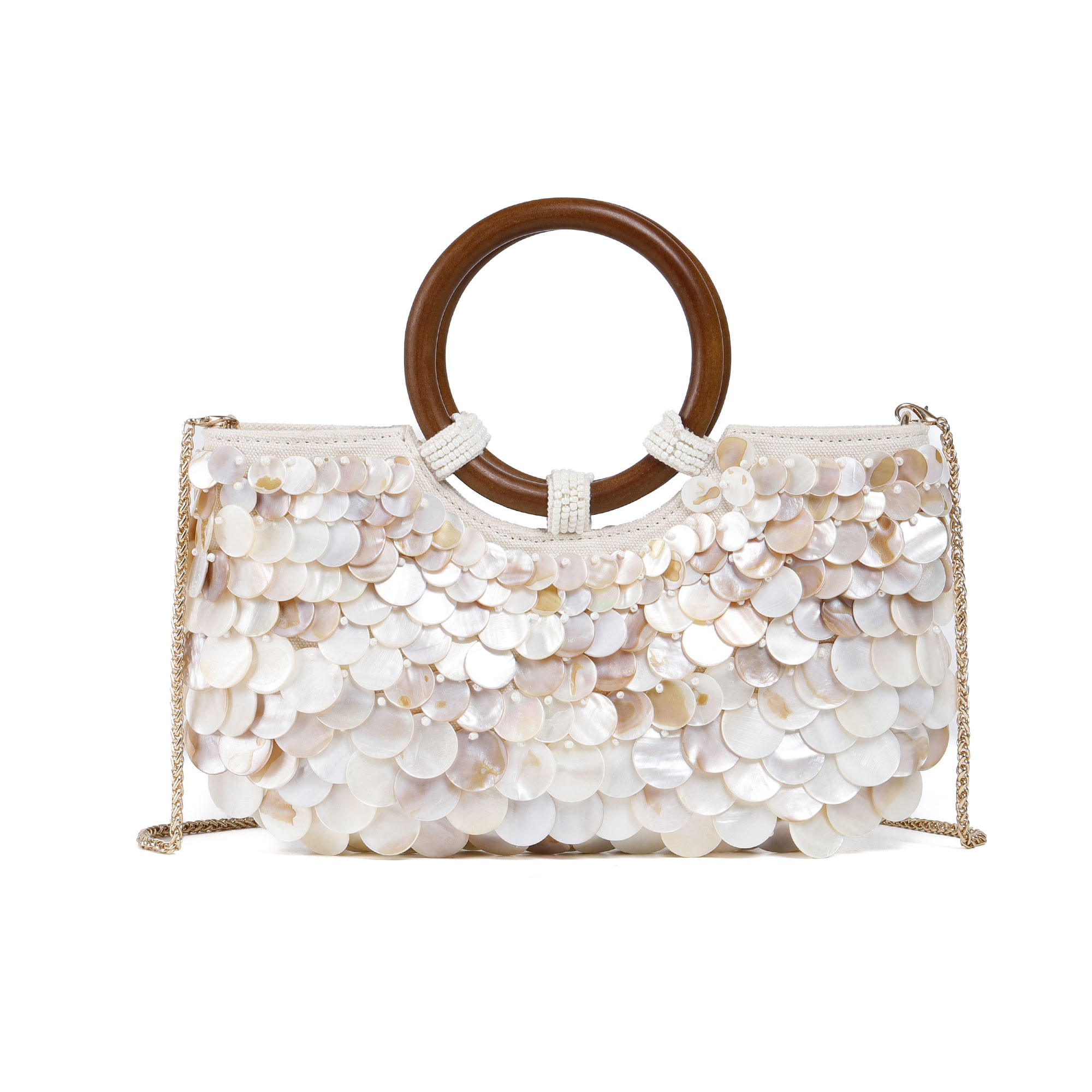 Evening Bag Beaded - กระเป๋าคลัทช์ประดับเปลือกหอยสำหรับผู้หญิง กระเป๋าถือเปลือกหอยธรรมชาติ กระเป๋าถือสำหรับงานกลางคืน กระเป๋าสะพายข้างน่ารักสำหรับงานปาร์ตี้ริมชายหาด