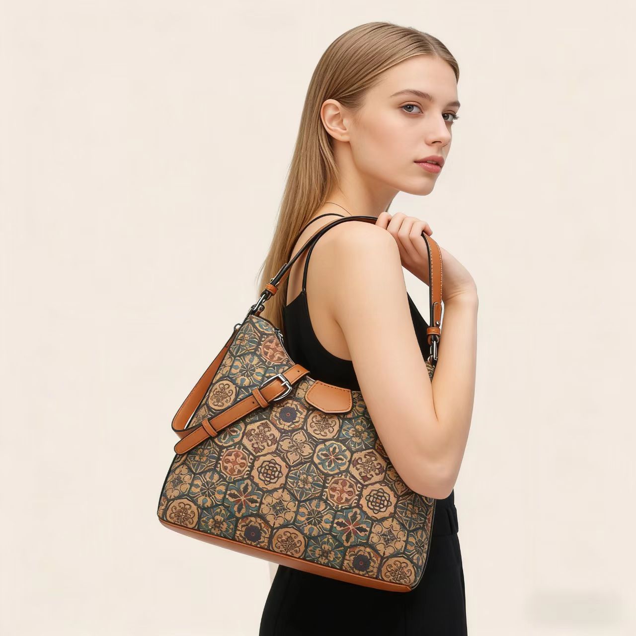 Women'S Kipling Bags - กระเป๋าถือคอร์กลายพิมพ์หลายลายสไตล์ชาติพันธุ์ย้อนยุค สะพายไหล่เดียว สะพายเฉียง วัสดุไม้เนื้อนุ่ม ผสมผสานวัฒนธรรม