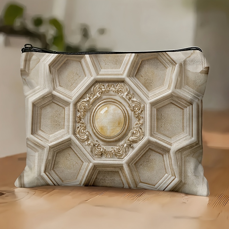 Women Bags White - กระเป๋าเครื่องสำอางแบบแกะสลักลายคลาสสิกสีขาวนวล 1 ชิ้น - กระเป๋าซิปอเนกประสงค์สำหรับผู้หญิง, กระเป๋าซิปสำหรับเดินทางที่สมบูรณ์แบบ,