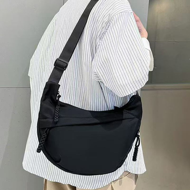 Women Bags White - กระเป๋าสะพายข้างไนลอนสำหรับผู้หญิงแบบลำลอง กระเป๋าสะพายไหล่ทรงโฮโบความจุขนาดใหญ่พร้อมสายปรับได้ สีดำ/ขาว/สีกากีสำหรับใช้ในชีวิตประจำวัน