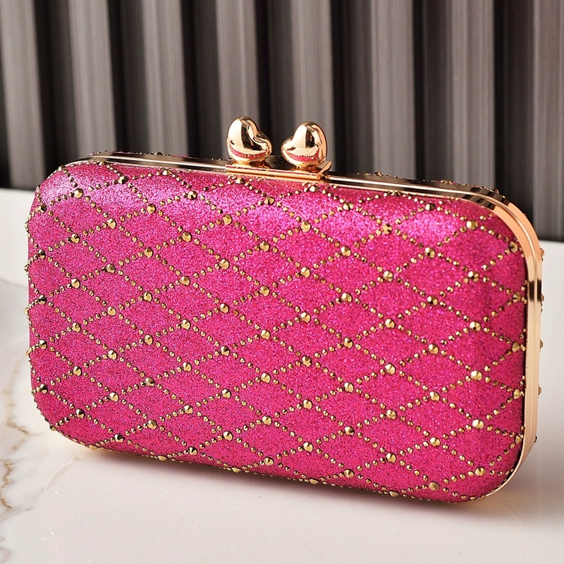 กระเป๋าคลัทช์สีชมพูสดใส ประดับ - Evening Bag Beaded บทวิจารณ์และราคา