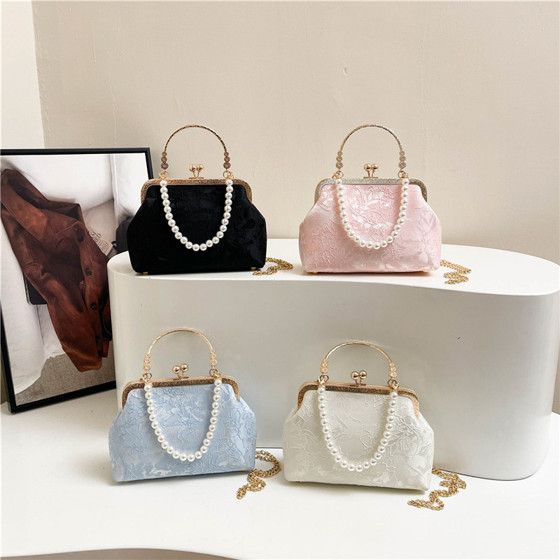 วินเทจคลาสสิกลูกไม้กระเป๋ามุกเ - Evening Bag Beaded บทวิจารณ์และราคา