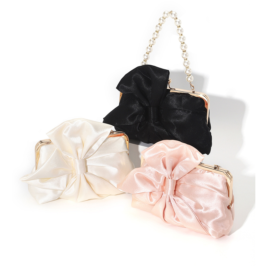 ผ้าซาตินสีขาว Big Bow กระเป๋าค - Evening Bag Beaded บทวิจารณ์และราคา