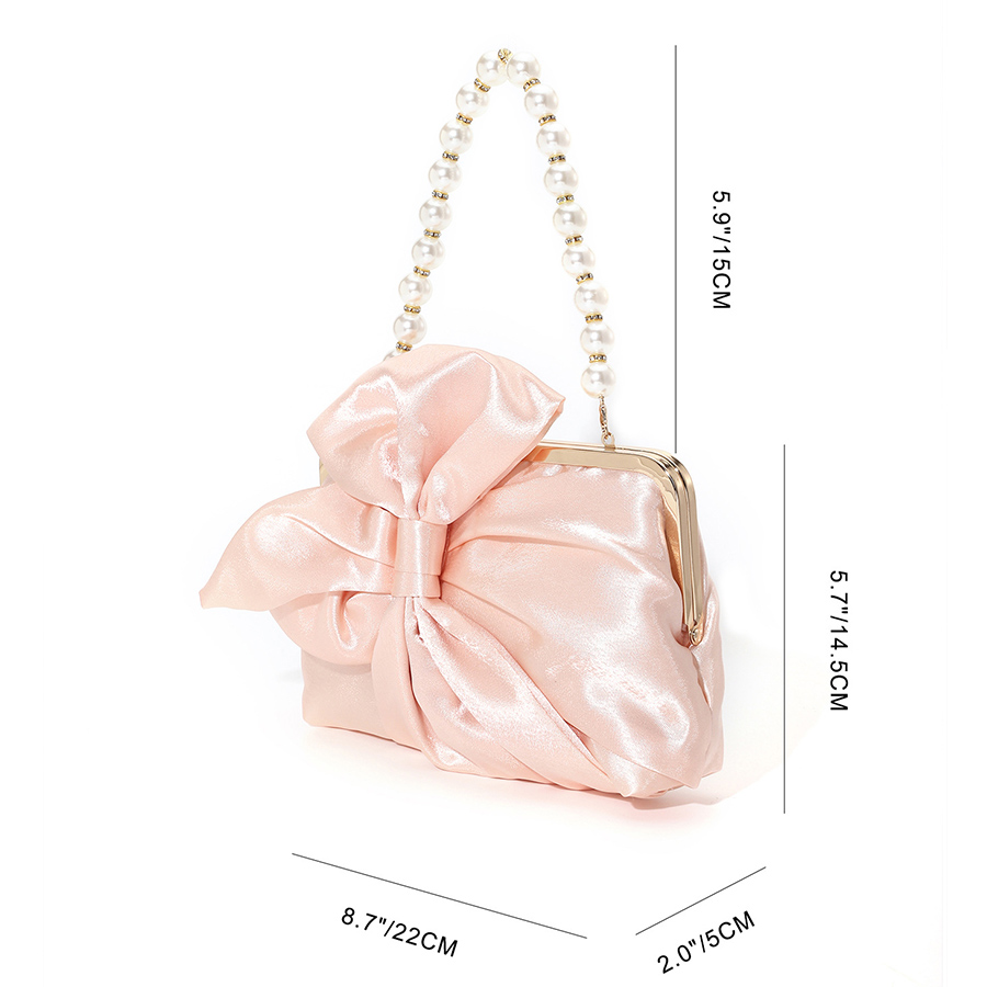 ผ้าซาตินสีขาว Big Bow กระเป๋าค - Evening Bag Beaded บทวิจารณ์และราคา