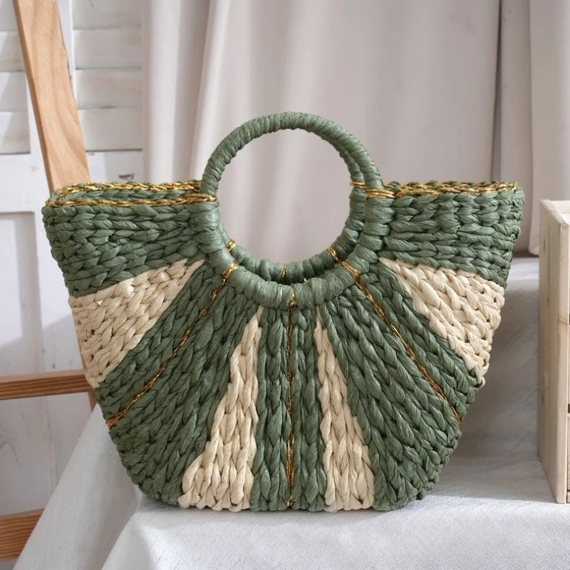กระเป๋าชายหาดสานจากฟางความจุขน - Women Bags Gold บทวิจารณ์และราคา