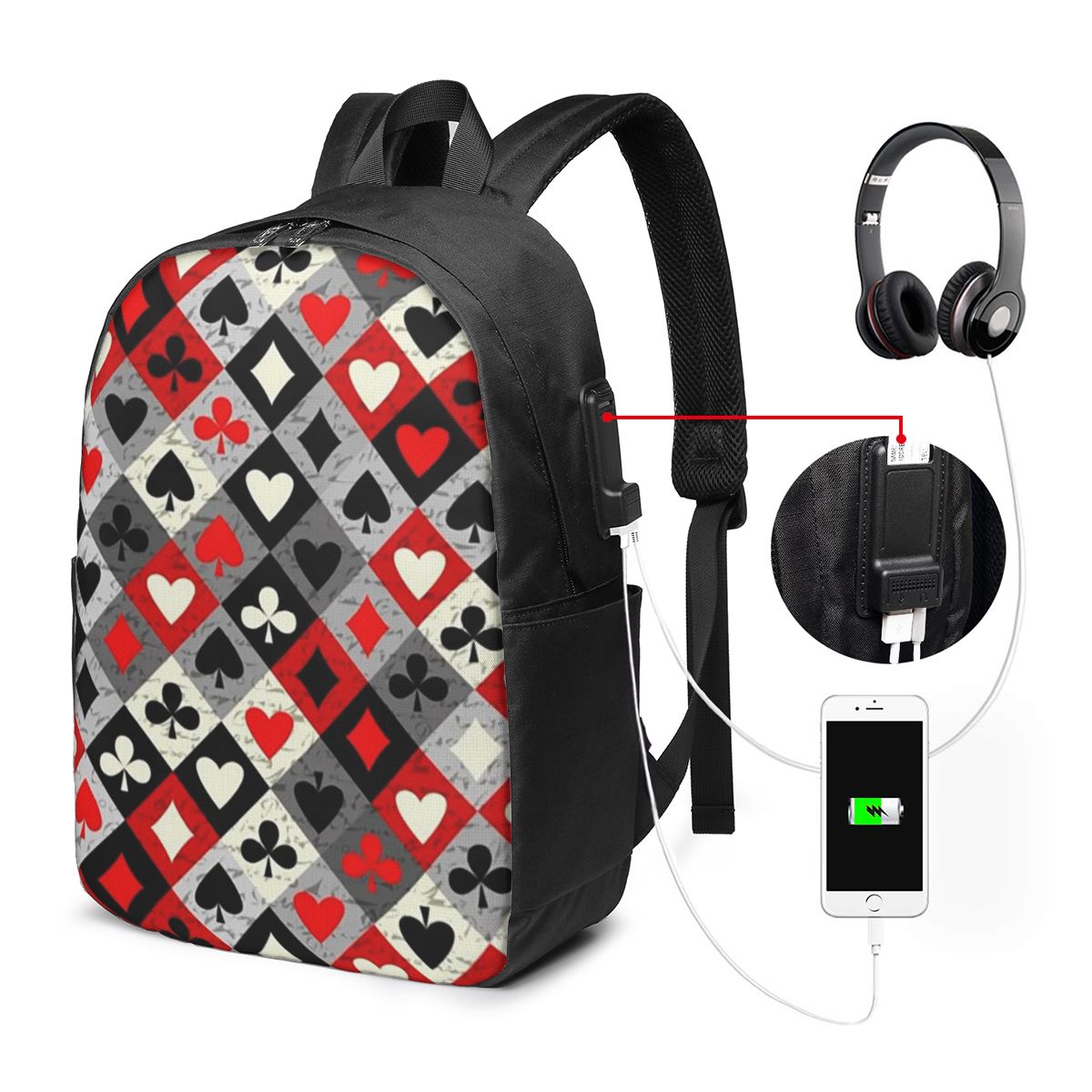 กระเป๋าเป้สะพายหลังลายไพ่โป๊กเ - Women Bags For Laptop บทวิจารณ์และราคา