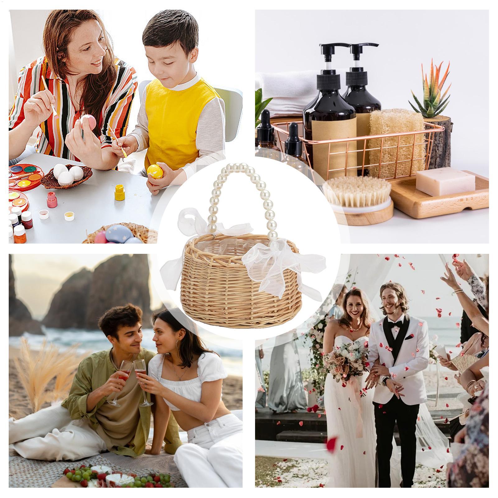ตะกร้าหวายสานลายดอกไม้ 1 ใบ พร - Basket Bag Wicker บทวิจารณ์และราคา