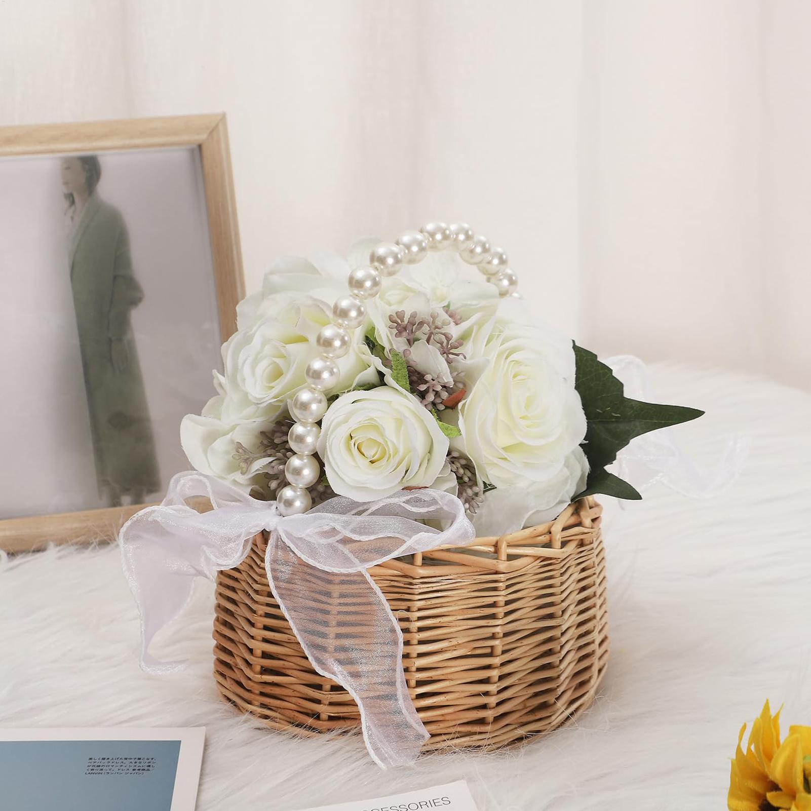ตะกร้าหวายสานลายดอกไม้ 1 ใบ พร - Basket Bag Wicker บทวิจารณ์และราคา