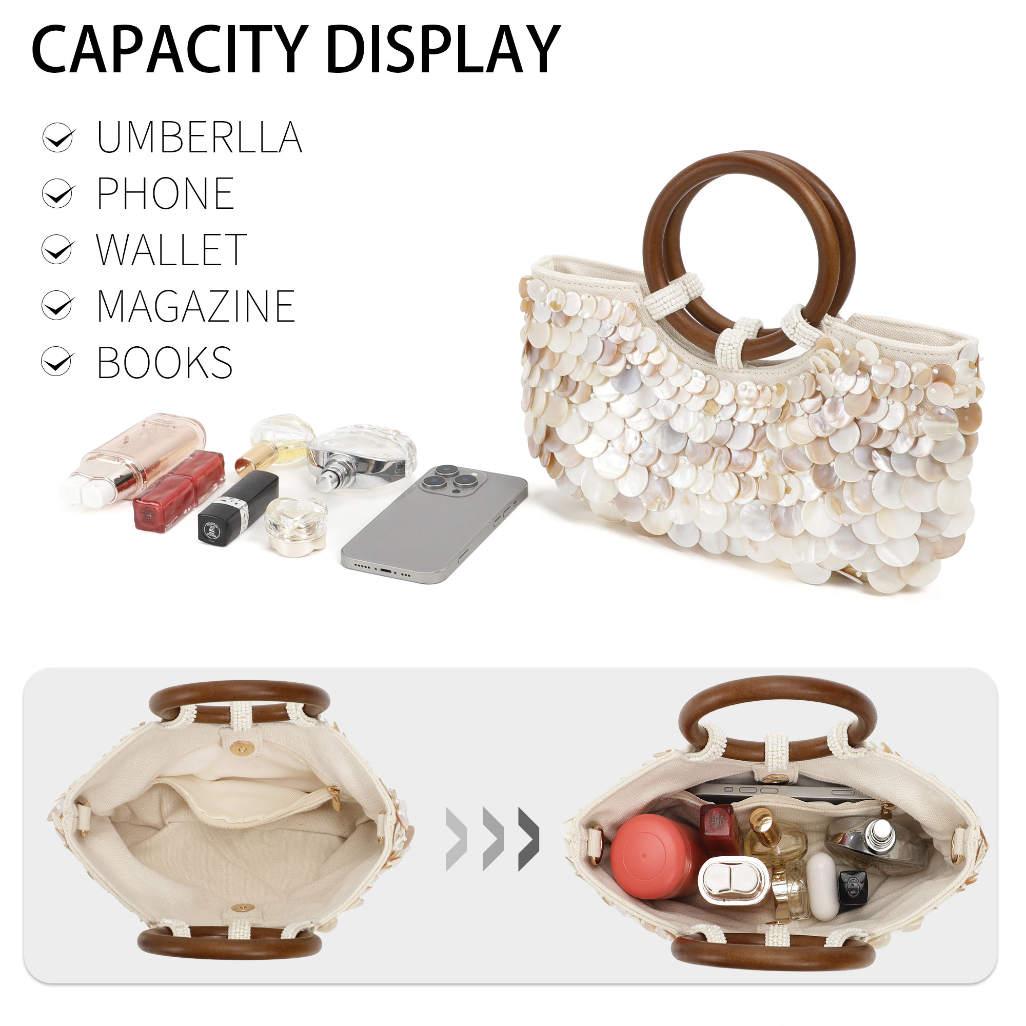 กระเป๋าคลัทช์ประดับเปลือกหอยสำ - Evening Bag Beaded บทวิจารณ์และราคา