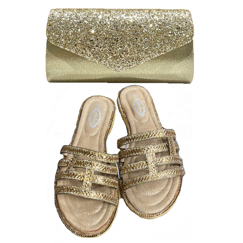 รองเท้าแตะรัดส้นประดับเพชรพลอย - Women Bags Gold บทวิจารณ์และราคา