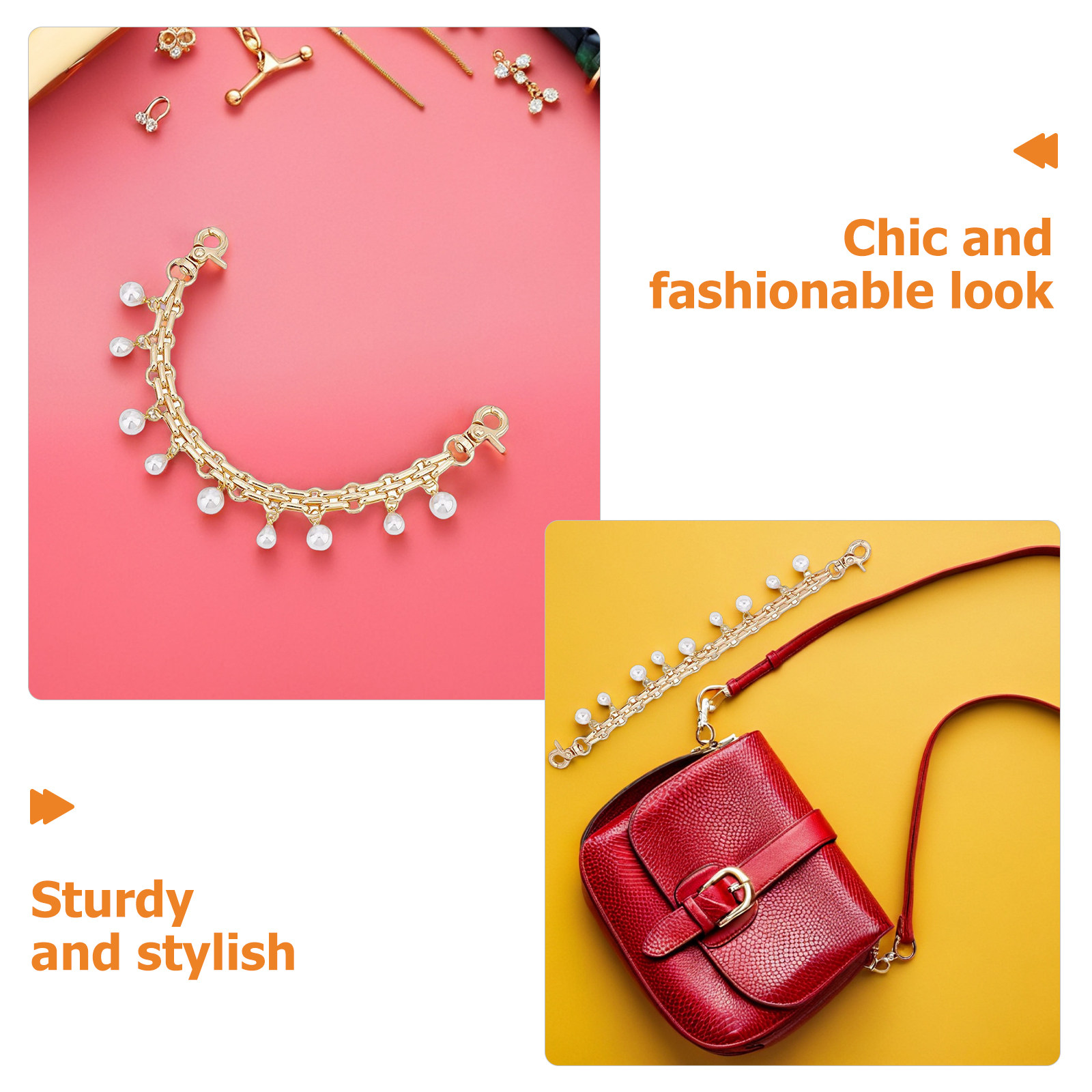 สายโซ่ต่อกระเป๋าสีทองประดับมุก - Women Bags Gold บทวิจารณ์และราคา