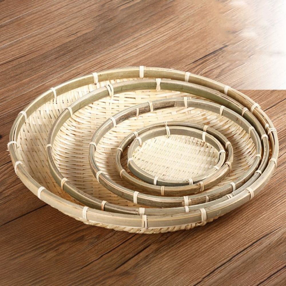 ทําด้วยมือทอถาดไม้ไผ่ไม้ไผ่รอบ - Basket Bag Wicker บทวิจารณ์และราคา