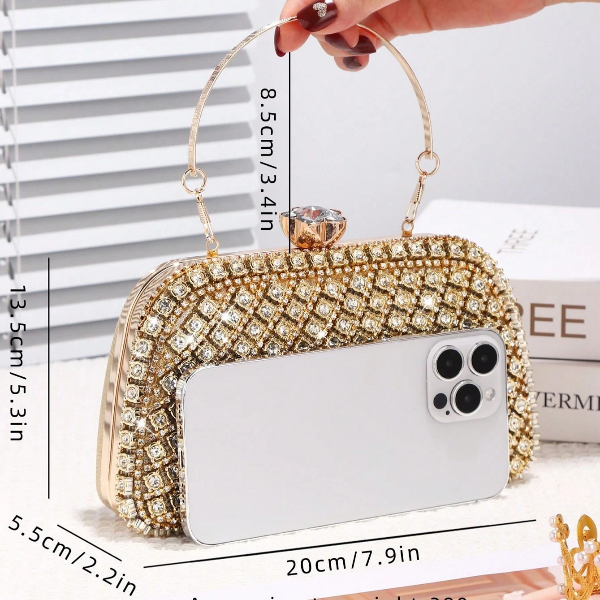 กระเป๋าคลัทช์ทรงกล่องประดับเพช - Evening Bag Beaded บทวิจารณ์และราคา